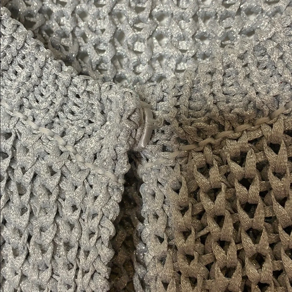 Chico’s Metallic‎ Silver Gray Open Cardigan
